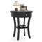 Bedside Nightstand Table with Storage Drawer and Open Shelf Round Design